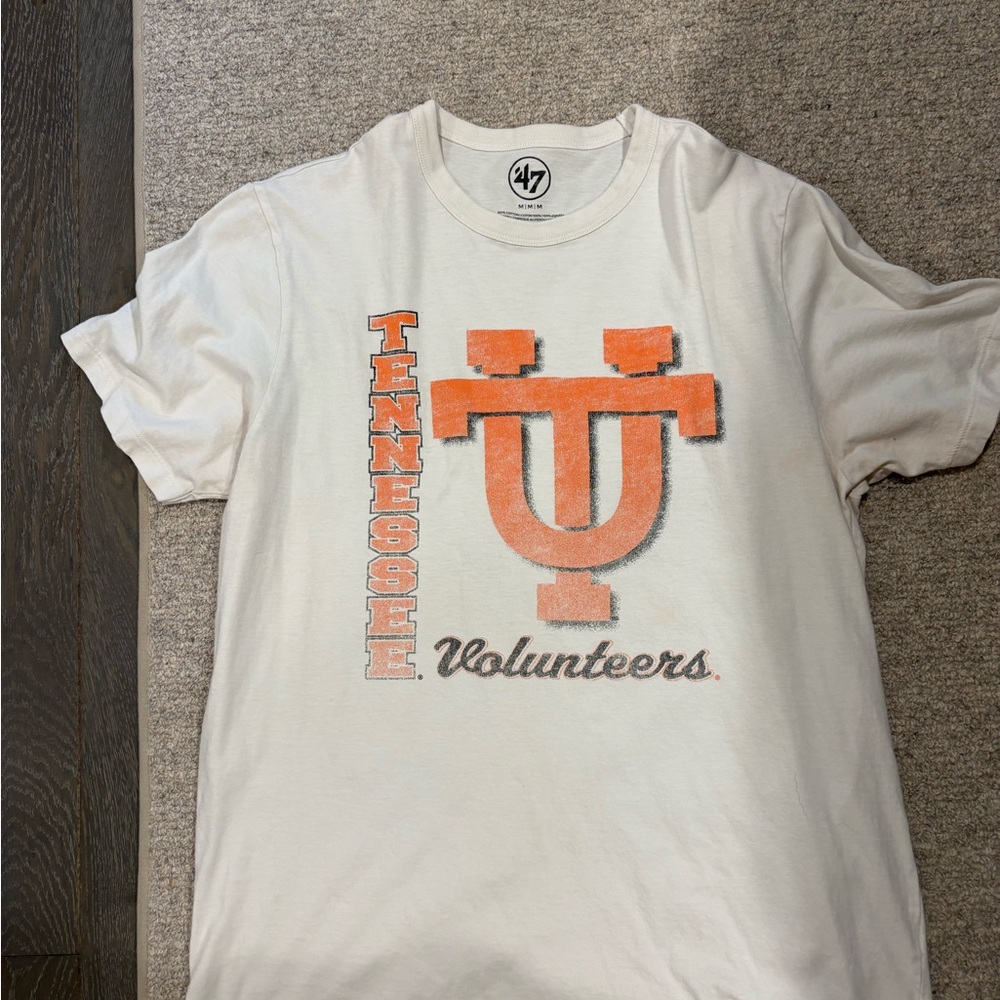 47 Brand White Tee with Orange Logo